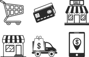 Clean Ecommerce Icon Collection in Silhouette Style vector