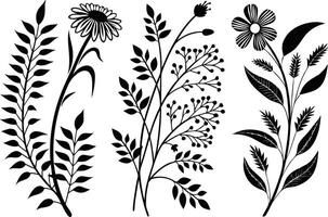 Boho Seamless Floral Pattern Silhouette Design for Fabric and Decor vector