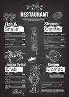 Seafood illustrations suitable for posters and menus. Compatible with graphic elements. vector
