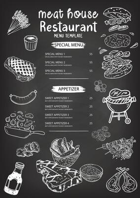 Meat product illustration. Prepared in traditional drawing style. An aesthetic element for poster and menu templates.