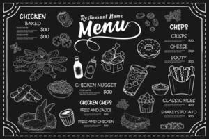 Fried chicken. Fast food menu design elements. vector