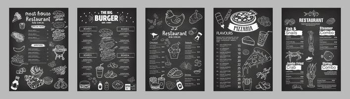 Hand-drawn menu collection. Can be used in graphic design projects. vector