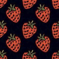 Repeating seamless berry pattern in various color variations. Drawing. vector