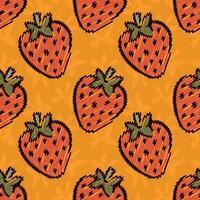 Repeating seamless berry pattern in various color variations. Drawing strokes with strawberries. vector