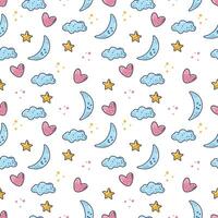 Delicate clouds, seamless pattern with sky, cartoon style for design. vector