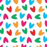 A repeating seamless pattern with small colored doodle hearts on a white background is everywhere. A simple cute background for a holiday. vector