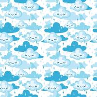 Delicate clouds, seamless pattern with sky, cartoon style for design. Happy childhood dreams. vector