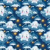 Sky blue pattern with small abstract clouds. Perfect for postcard designs, wrapping paper. vector
