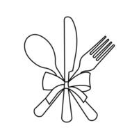 Isolated line art of fork and knife vector