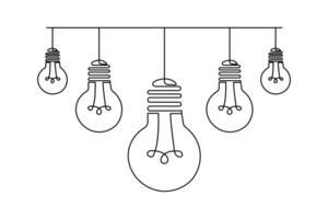 Continuous light bulb line icon vector