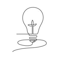 Simple continuous line light bulb vector