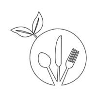 Clean single line drawing of fork and knife vector