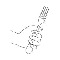 One stroke fork and knife minimalist design vector