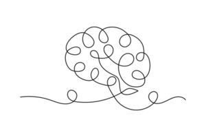 Brain icon created in continuous line vector