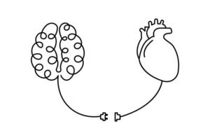 Stylized brain outline in line form vector