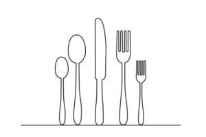 One line modern design of fork and knife vector