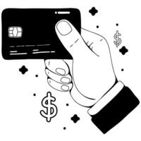 ATM Card Hold, hand role illustration vector
