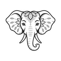 An elephant head with a floral pattern on its face vector