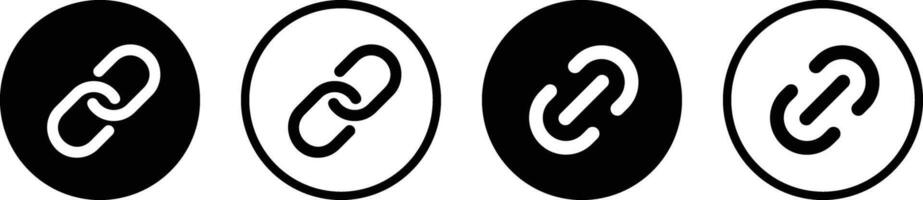 Link icon set. Chain link connection symbols in black and white isolated on white background. vector