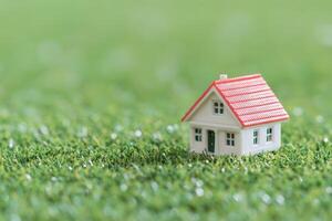 Miniature House Model on Artificial Turf photo