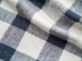 Woven Fabric Sample Off-White and Dark Grey Checkered Pattern photo