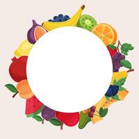 Fruit wreath with space for text isolated on white background vector