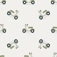 Retro scooter pattern in beige and white tones vector