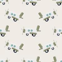 Seamless pattern with retro airplanes on light beige background vector