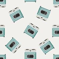 Seamless pattern with retro stoves on light background vector
