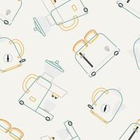 Outline pattern with retro kitchen appliances on white background vector