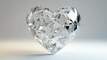 Geometric heart shape, crystalline form, light and shadow. photo