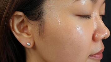 A woman with a white face and a white eye photo