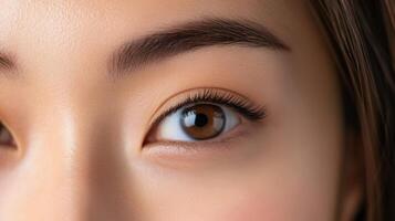 A close up of a woman's eyes photo