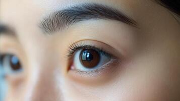 Close-up view of an eye and eyebrow region. photo