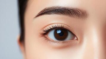 Close-up view of a woman's eye and brow. photo