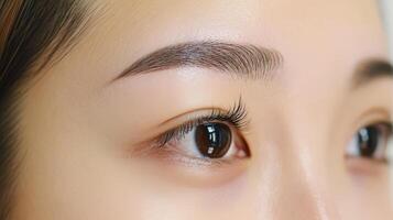 Close-up view of professionally styled eyebrows on a person's face. photo