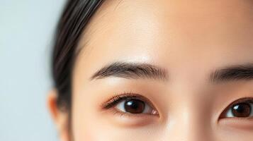 Close-up view of a person's face, eyes, and forehead. photo