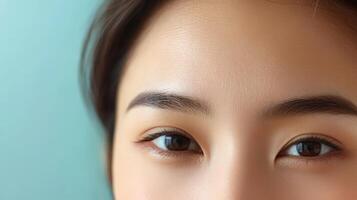 Close up of a woman's expressive eyes and forehead. photo