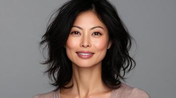 Close-up portrait of a woman with a warm smile. photo