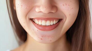 Close-up view of a person with skin imperfections. photo
