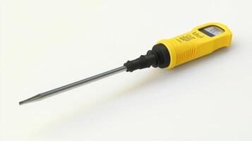 A portable, digital temperature measuring device, shown in profile. photo