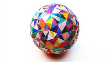 Colorful sphere composed of many small, vibrant triangles. photo