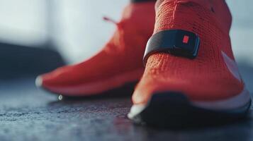 Close-up view of running shoes with technology. photo