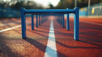 A perspective view of hurdle race track. photo