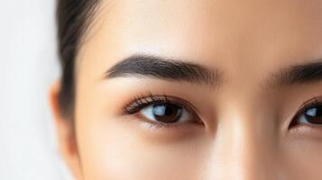 Close-up facial view of a woman's eyes and brows. photo