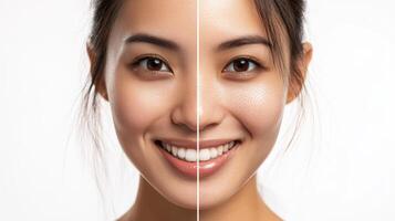 Comparative skin tones, highlighting improvement. photo