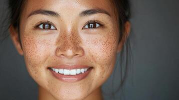 Close-up portrait of a person with a happy expression. photo