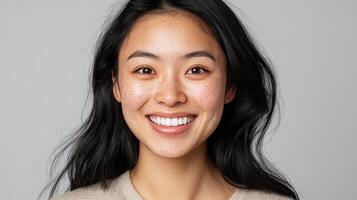 Smiling young woman with a happy expression. photo