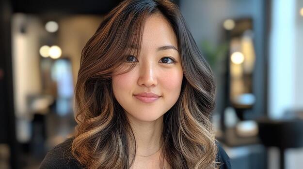 Portrait of a woman with a warm, inviting expression. photo