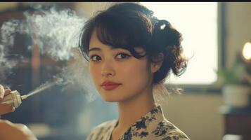 Close-up portrait of a woman with elegant hairstyle. photo